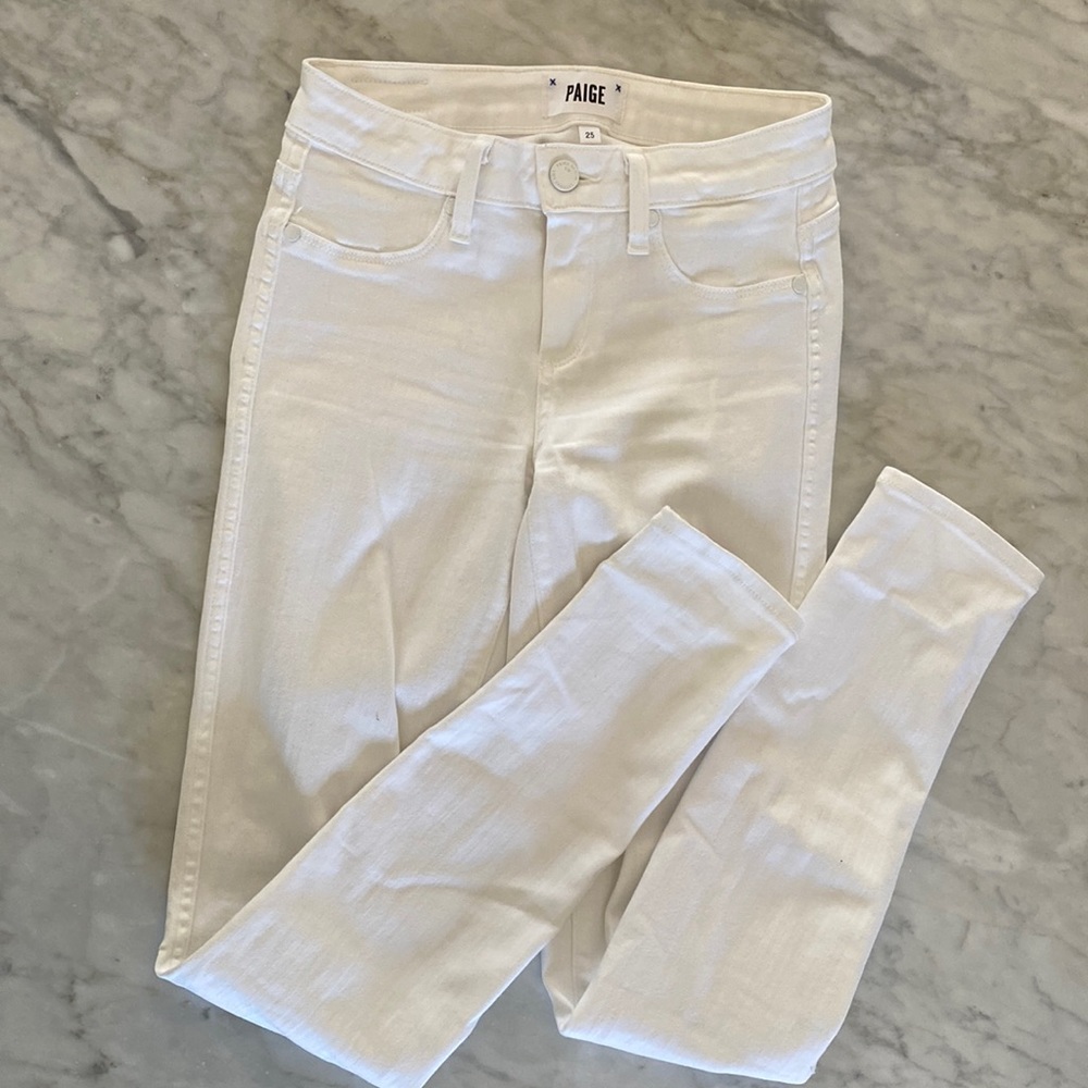 Paige Verdugo ultra skinny white denim jeans size 25